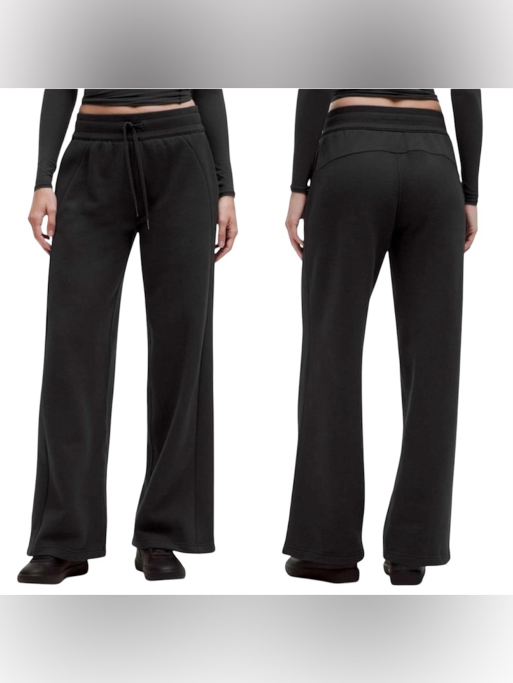 Lululemon 6 Wide Leg Scuba Pants Women’s Black Mid Rise Sweatpants Stretch Cozy